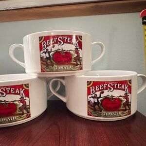 Set of 3 Vintage Campbell's Soup Co. Beefsteak Tomato Double-Handle Mugs